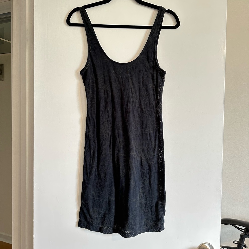 Intimately Free People Dark Grey/Black Sheer Printed Bodycon Mini Dress Size M